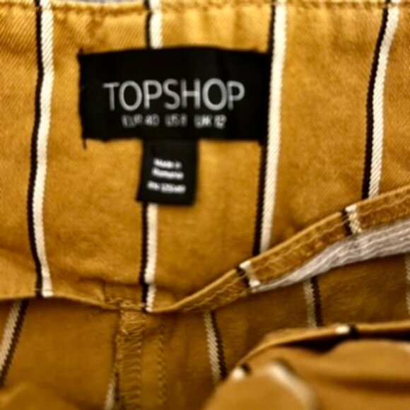 Topshop Striped Paper Bag Pants Mustard Black Womens Size US 8 - Picture 9 of 9